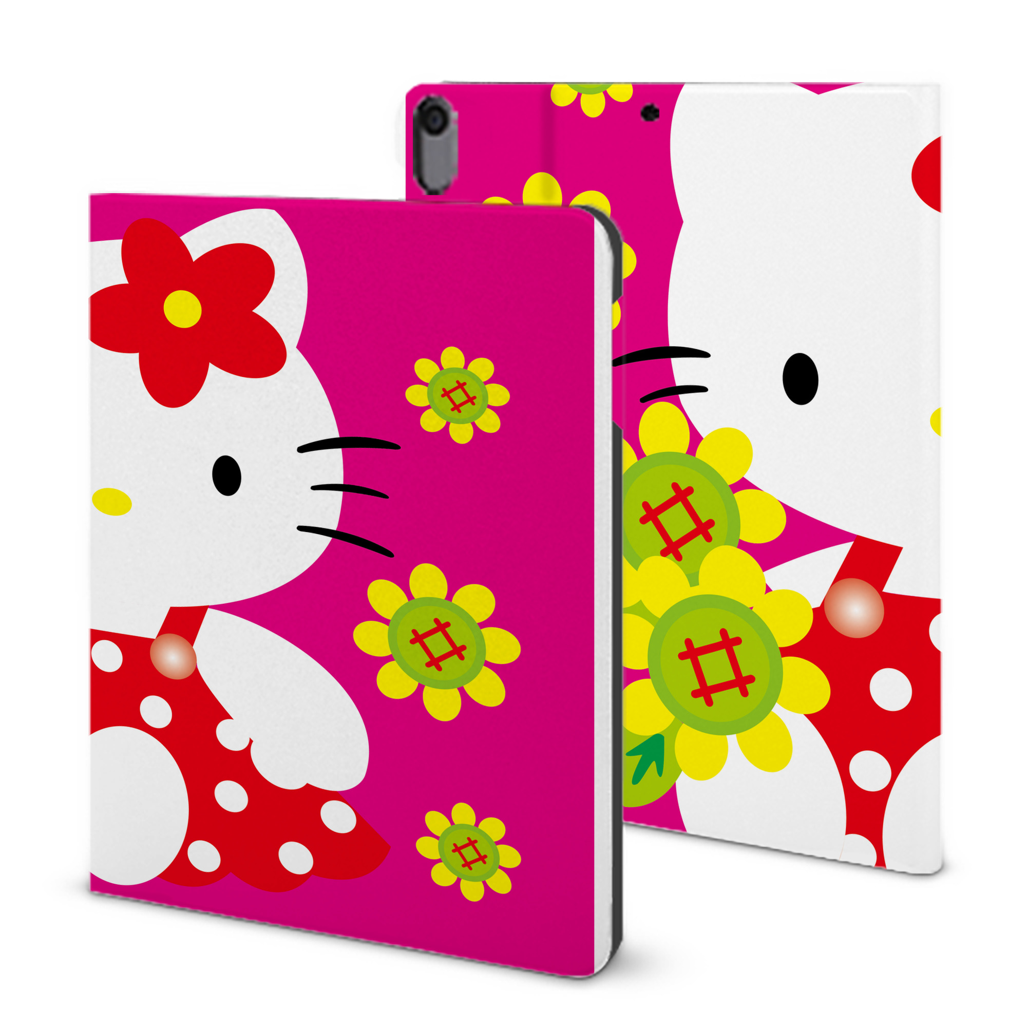 （画像用） Hello Kitty ハローキティ IPad ケース ブック型 PUレザー TPU 耐衝撃 軽量 薄型 ペン収納なし 全面保護 IPad 各モデル対応